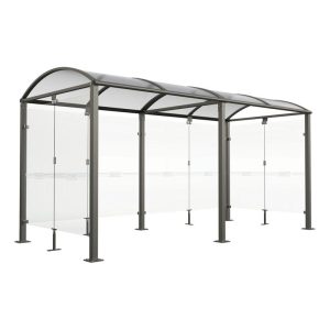 Large UK compliant Smoking Shelter with safety glass cladding – Procity