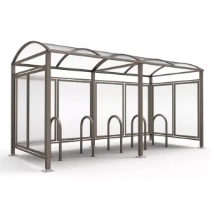 Medium Barrel roof bicycle shelter with polycarbonate cladding – Procity