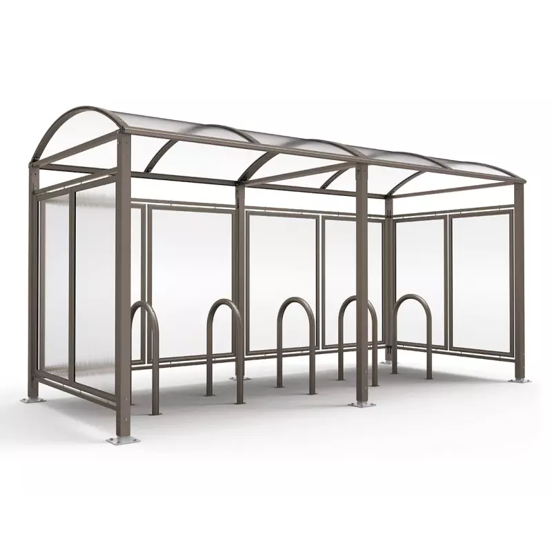 Medium Barrel roof bicycle shelter with polycarbonate cladding – Procity