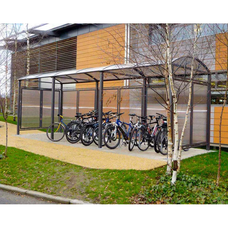 Medium Barrel roof bicycle shelter with polycarbonate cladding – Procity - Image 2
